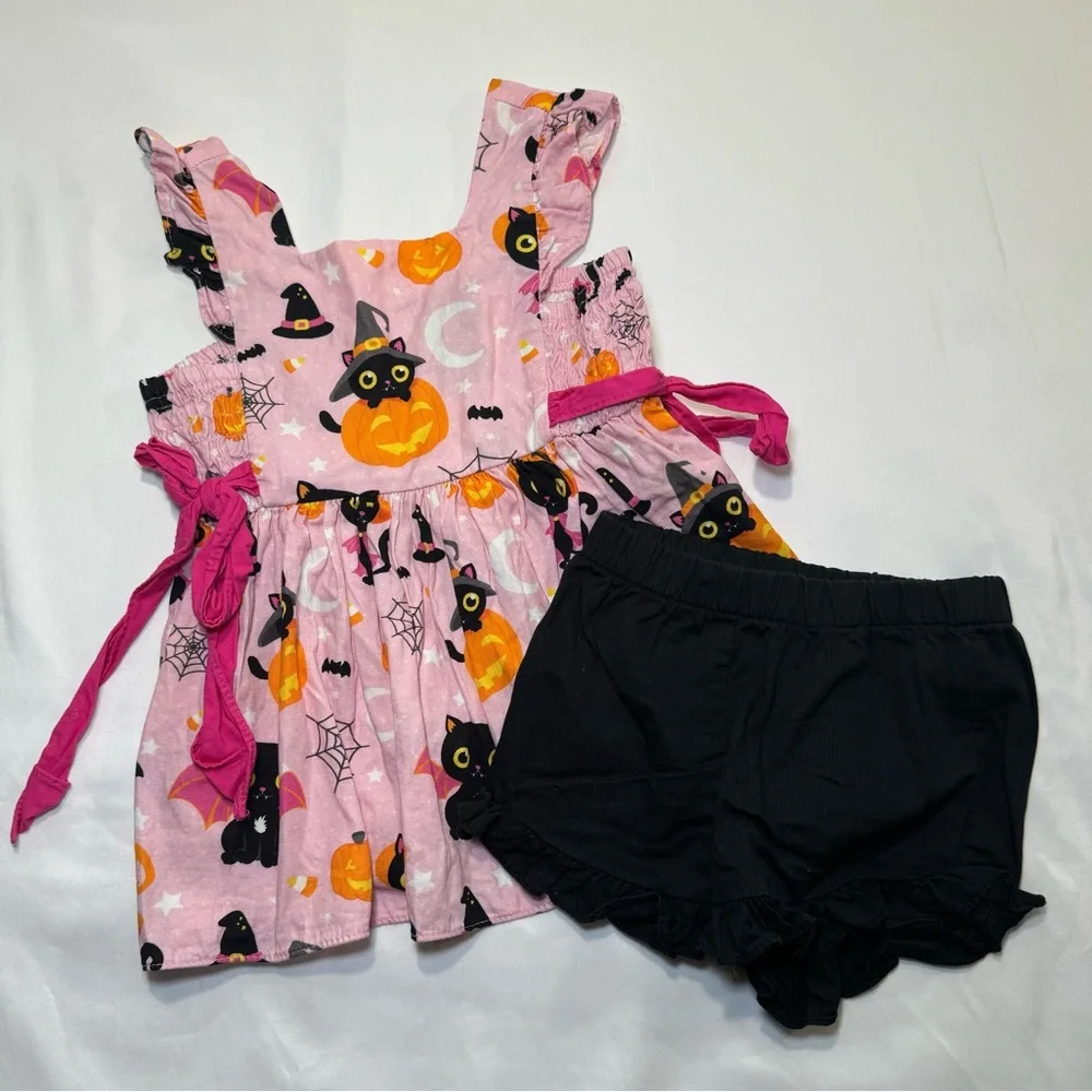 RICRAC AND‎ RUFFLES HALLOWEEN DRESS AND BLOOMERS SHORTS SIZE 2T